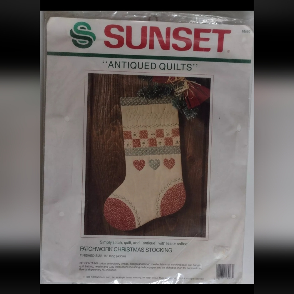 Sunset Antiqued Quilts 1989 Patchwork Christmas Stocking